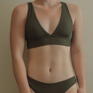 NEW Olive Green V-Neck Aerie Bikini Set